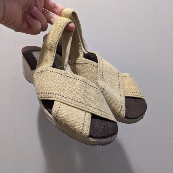 Vintage Yellow Elastic Bandage Sandals - Picture 1 of 8
